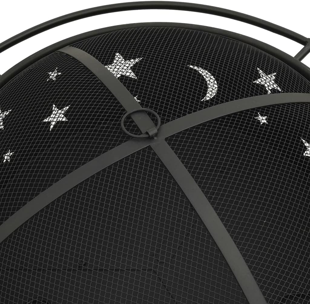 Large Outdoor Wood Burning Fire Pit with Poker, 29.9