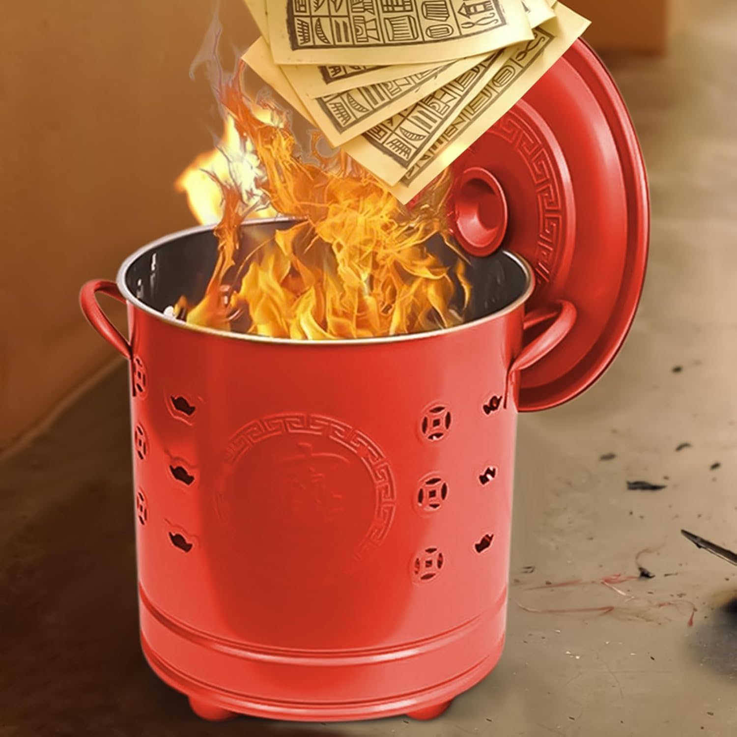 Burn Barrel, Stainless Steel Burning Fire Barrel with Lid, Outdoor Fire Pit for Trash, Paper, Yard, Courtyard, Backyard, Garden, Patio, Camping, and Fireplaces, Durable and Heat-Resistant for Home