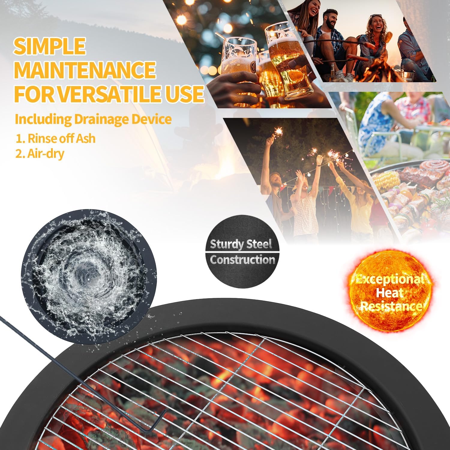 Fire Pits for Outside Wood Burning with 28