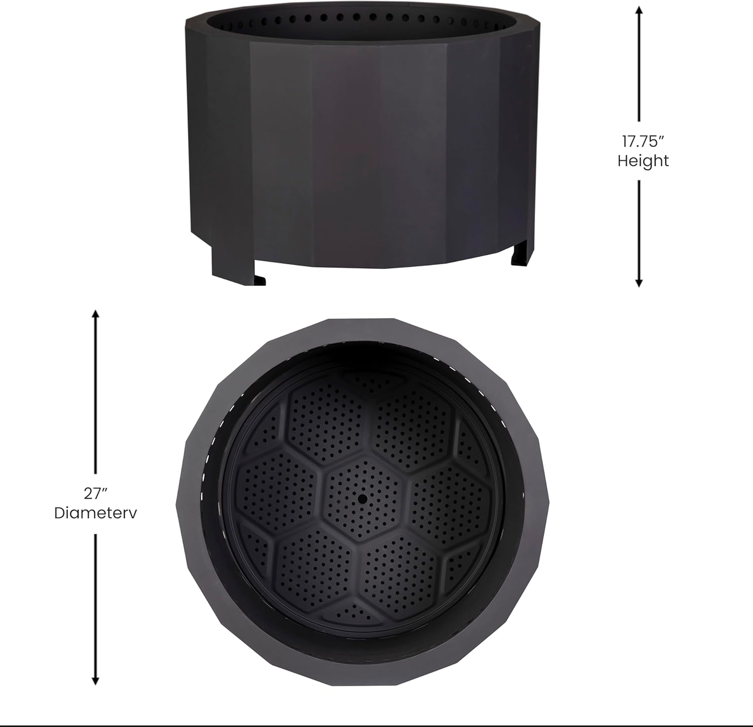 Taylor & Logan Zephyr 27 inch Smokeless Outdoor Firepit, Natural Wood Burning Portable Fire Pit With Waterproof Cover, Bronze