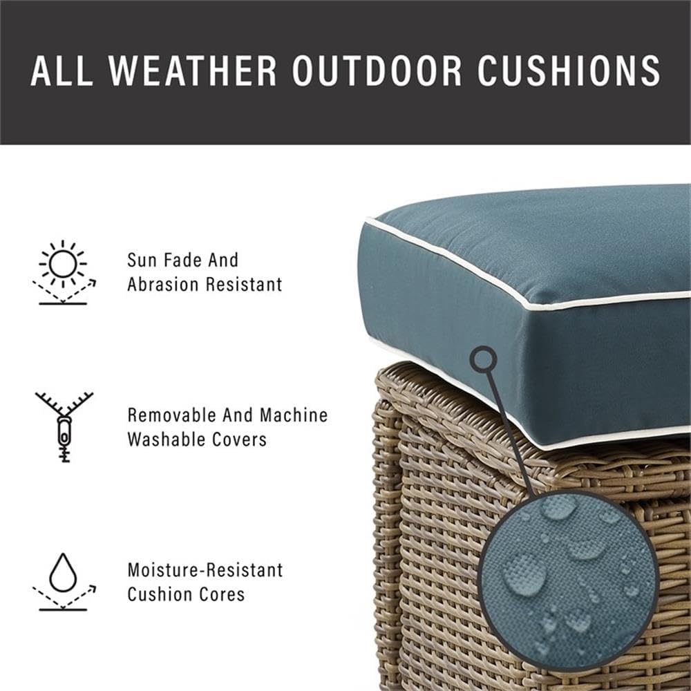 4-Piece Wicker/Rattan Fire Pit Sectional Set in Navy/Brown