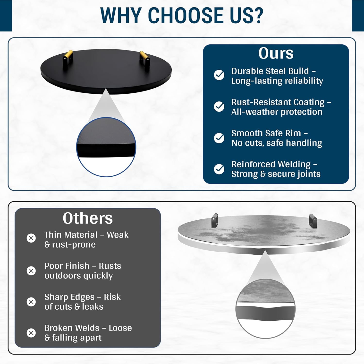 34” Fire Pit Cover Lid Round - Fit for 32” Round Fire Pit Lid for Outdoor Fireplace Cover Lid Steel fire pit metal cover W/ 2 Wooden Handles & Heat Resistant Snuffer Lid for Patio Fire Pit Ring