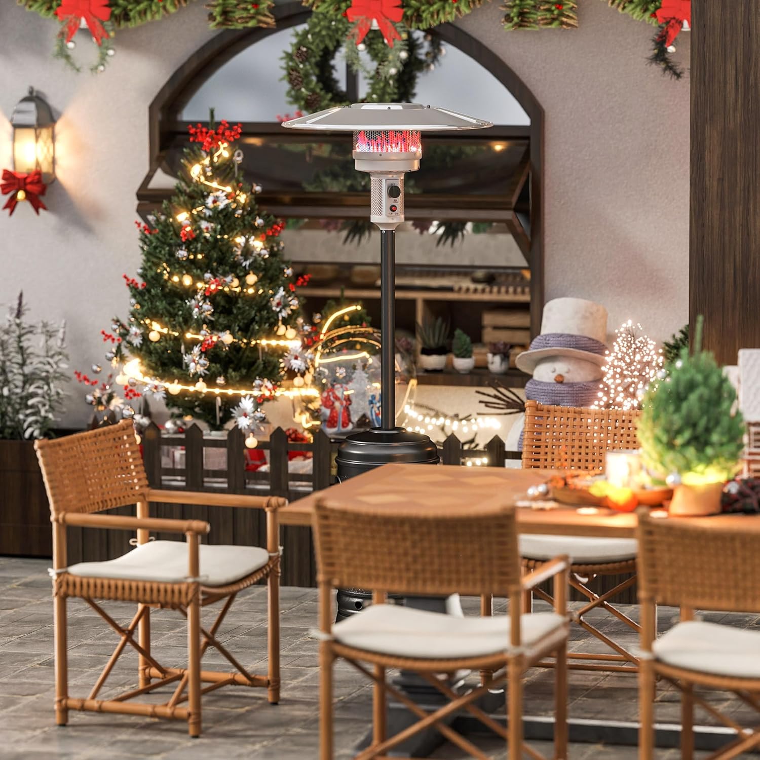 LUCKYERMORE 36,000 BTU Outdoor Heaters for f Patio, Safety Protection System Outdoor Heater, Patio Heater with Wheels for Commercial & Residencial, ETL, CE Certified, Black