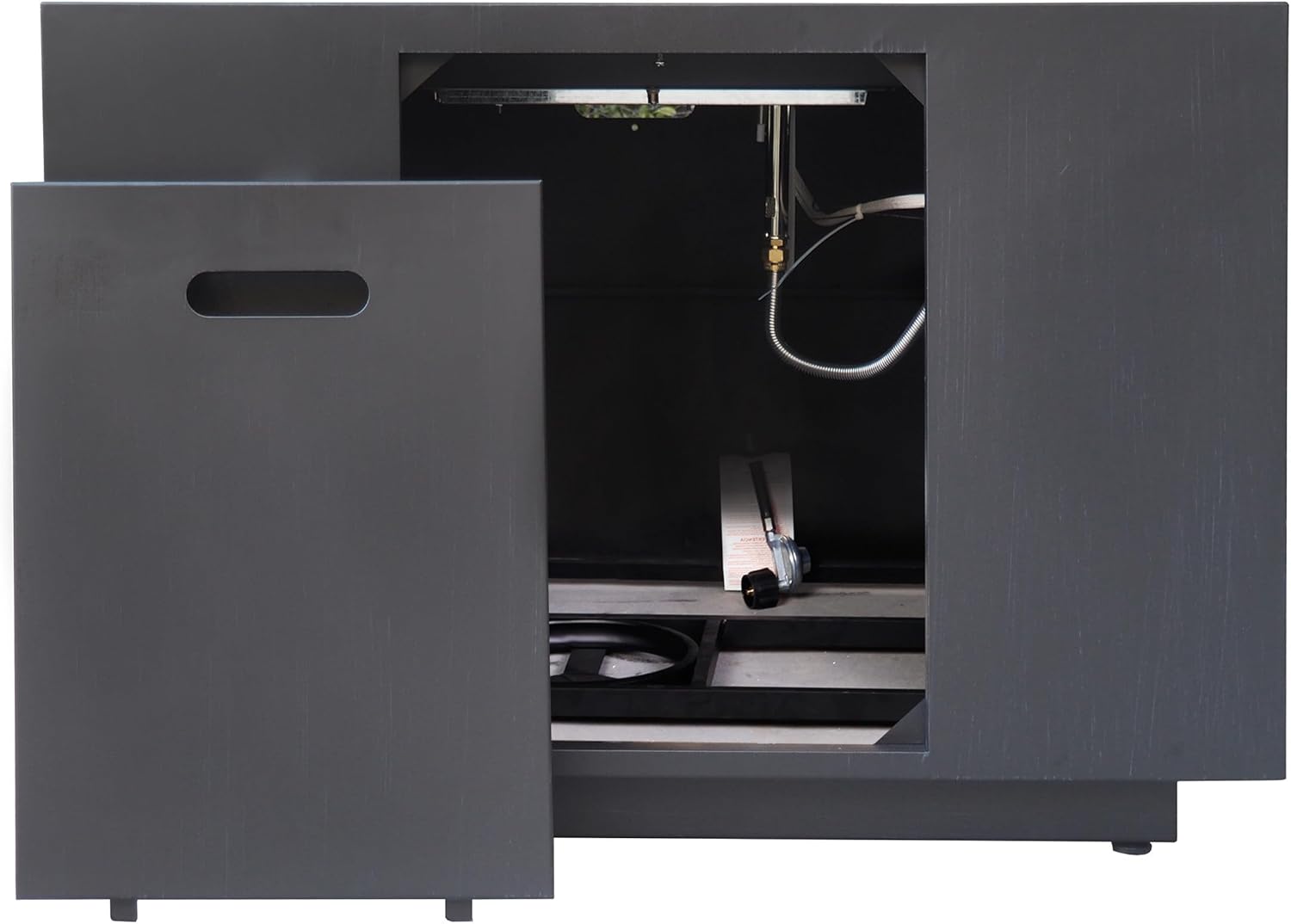 GOWE Outdoor Patio Propane Fire Pit 24'' H x 33'' W Square Iron Gas-Burning Fire Pit - 50,000 BTU, Tank in Side, Dark Grey