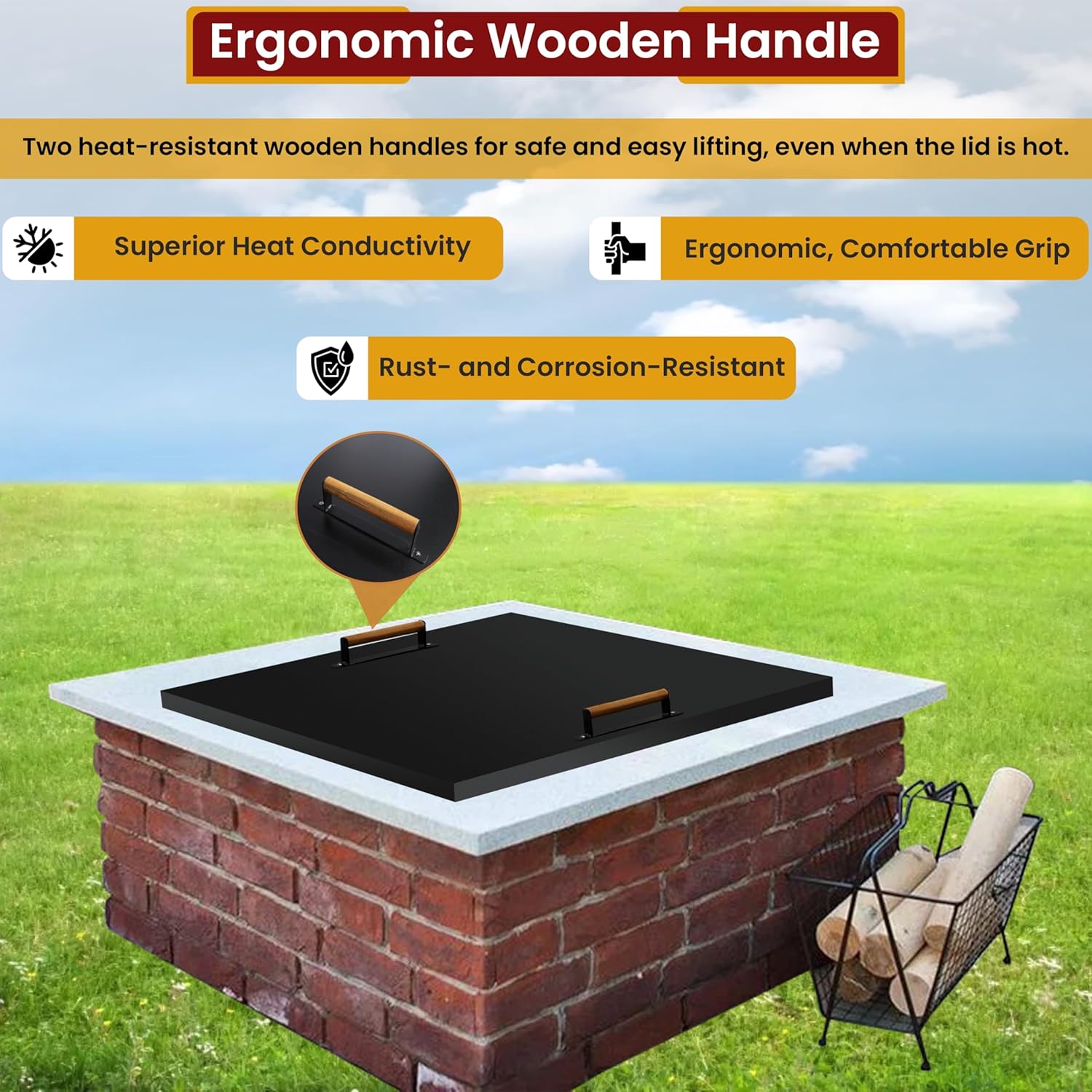 Febtech - 38 inch Square Fire Pit Lid Fit for 36