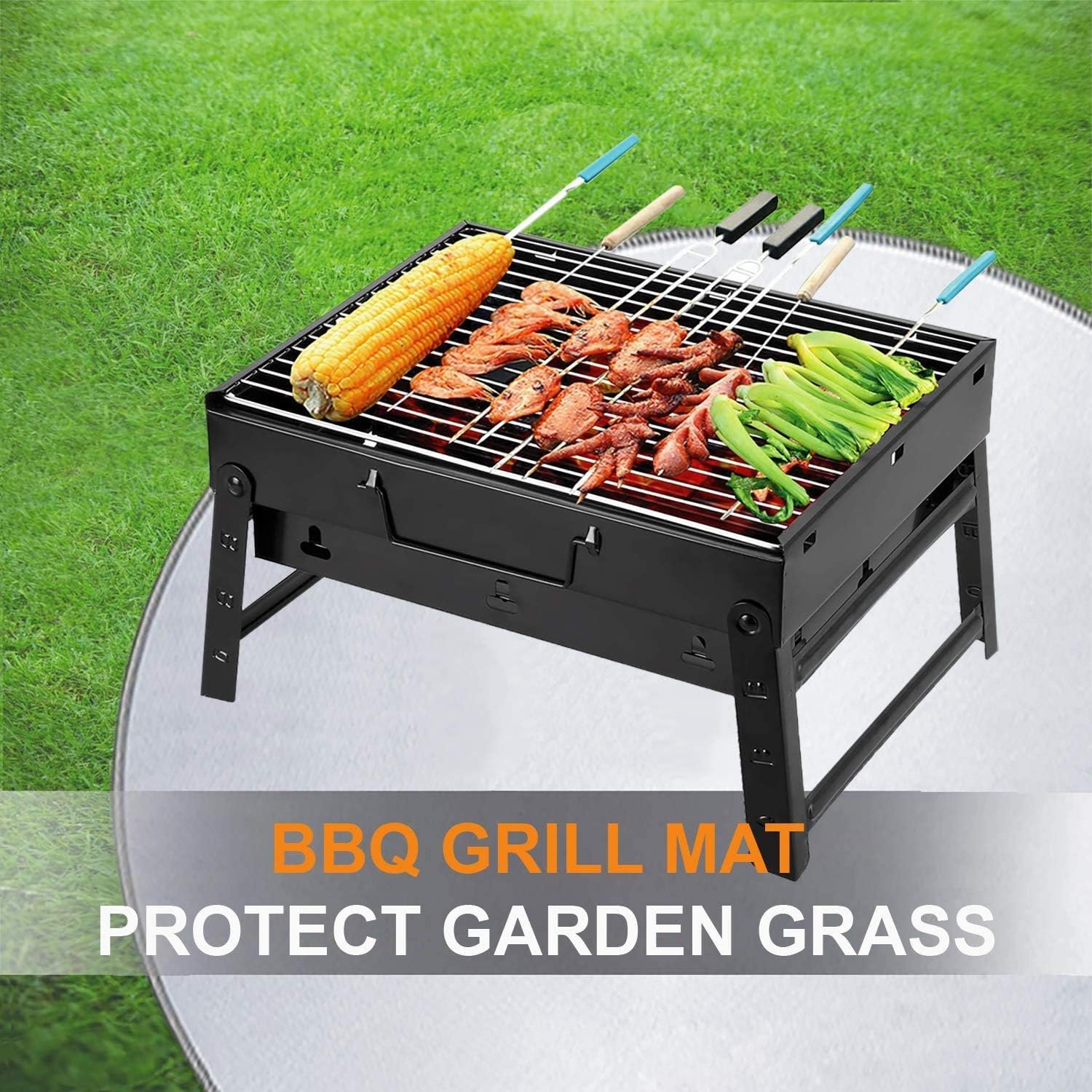 Fire Pit Mat, with Fireplace Poker, for Patio Lawn, Round Fire Pit Pad, Heat Resistant Deck Protector, for Chiminea/Solo Bonfire/Grill/Stove,36 inch