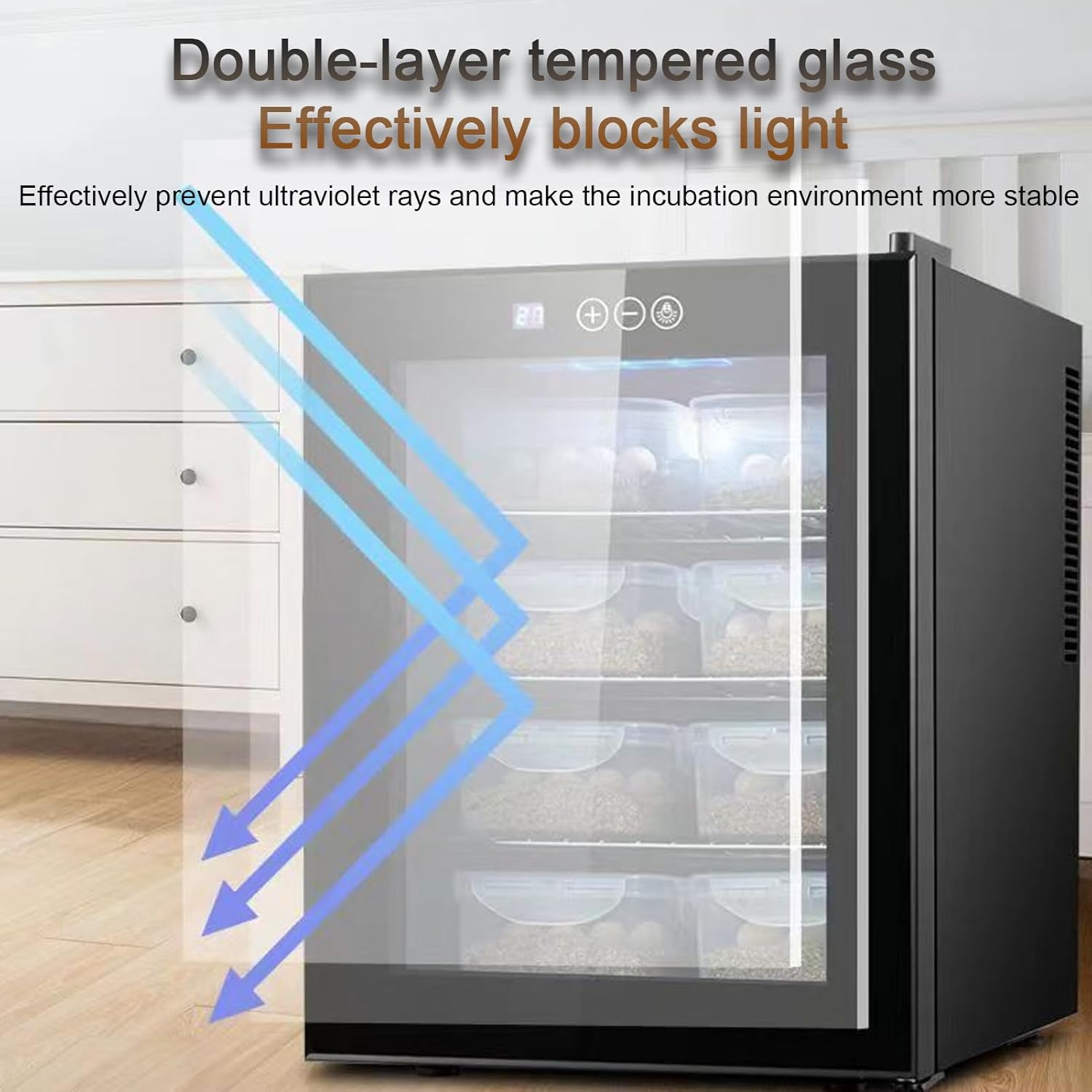 16L Portable Reptile Incubato, Chameleon Lizard Turtle Scientific Lab Incubator, Cooling and Heating 10°C-40°C Temperature Control & Digital LED, for Small Reptiles,48L