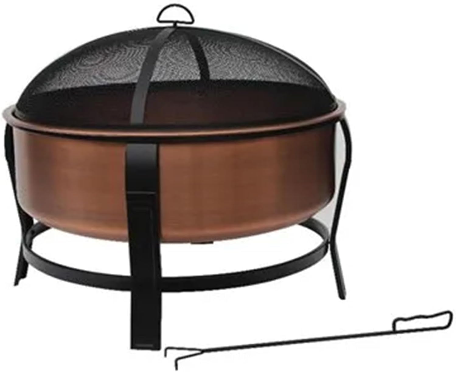 Four Seasons Courtyard FT-1103E Fire Pit, Copper With Black Accents, Screen + Poker, 30-In. - Quantity 1