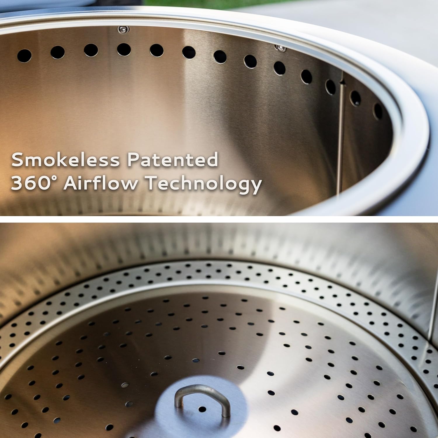 TIKI Patio Fire Pit Bundle – 25-Inch Smokeless Wood Burning Outdoor Fire Pit for Backyard, Patio, Deck & Garden with Removable Ash Pan, Stand & Weather-Resistant Cover – Modern Black Stainless Steel