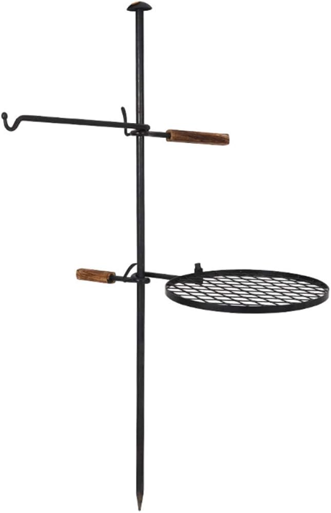 Barbecue,Cast Iron Firepit Grill,Outdoor Adjustable Fire Pit BBQ Grilling,for Camping Barbecue