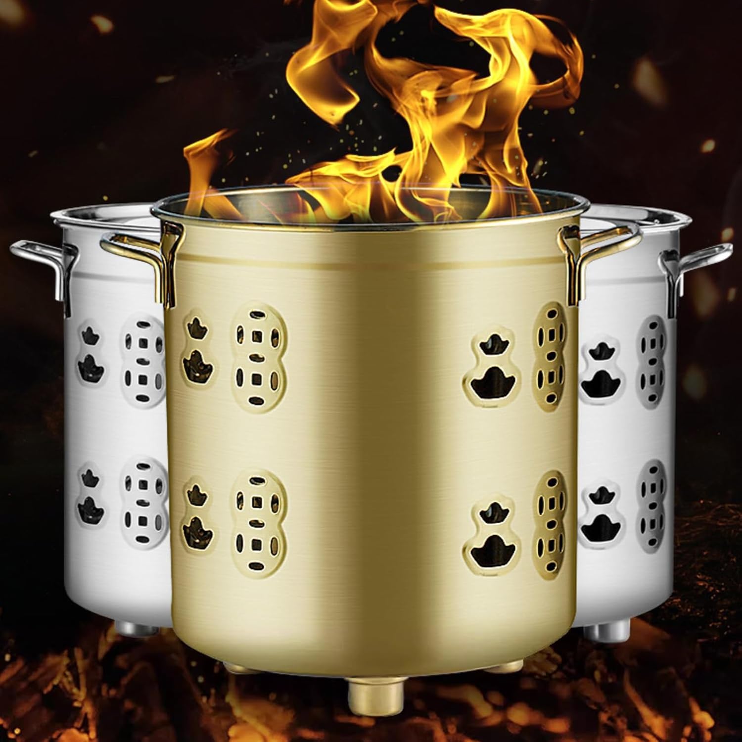 Incinerator, Fire Pit, Burn Barrels for Outside, Metal Barrel for Burning, for Yard Home Outdoor Backyard(Silver,XX-Large)