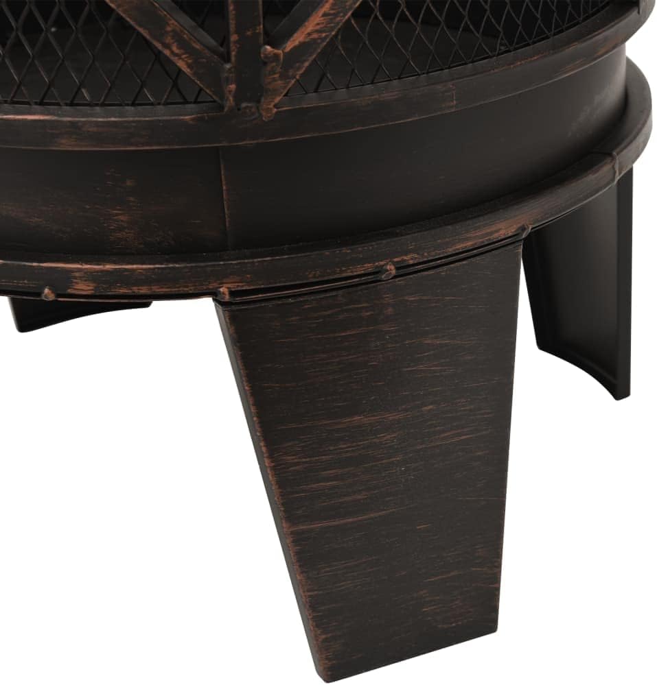 Rustic Outdoor Fire Pit, Steel Log Burning Portable Bonfire for Patio Backyard, 16.5