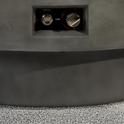 34-inch Round Propane fire Pit Table, 50,000BTU Outdoor firepit Table for Outside Patio w/Round Burner Lid, Glass Rocks, Cover