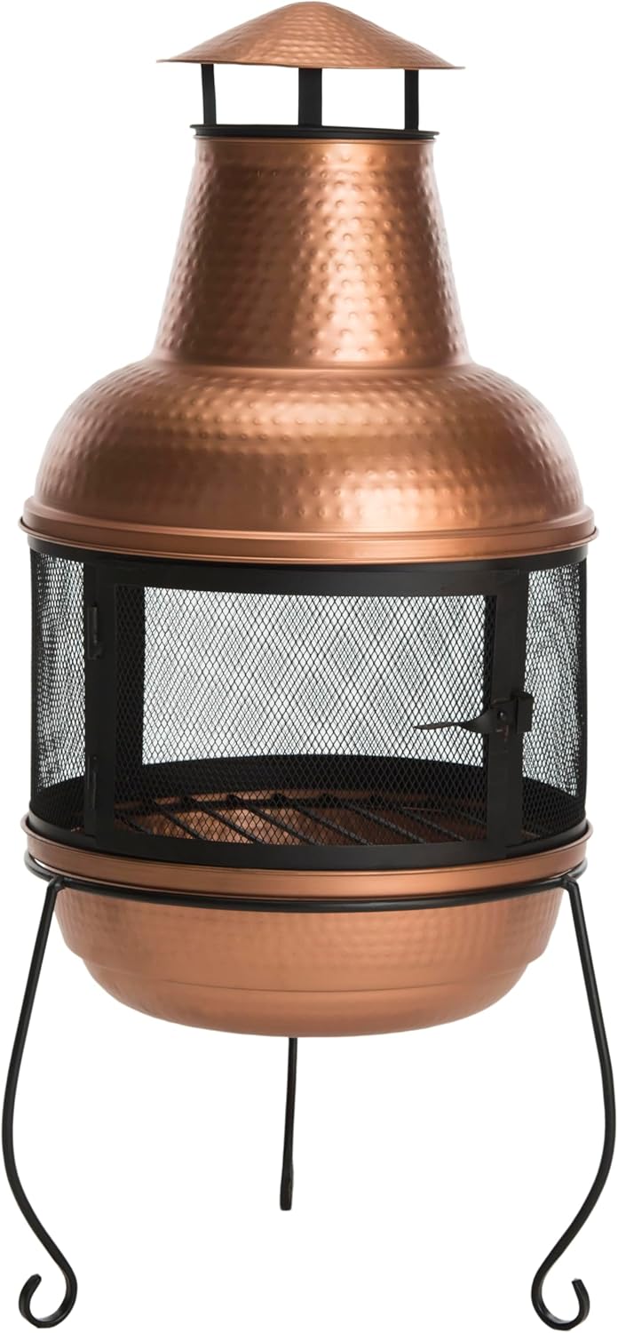 Safavieh Outdoor Collection Lima Copper and Black Chiminea
