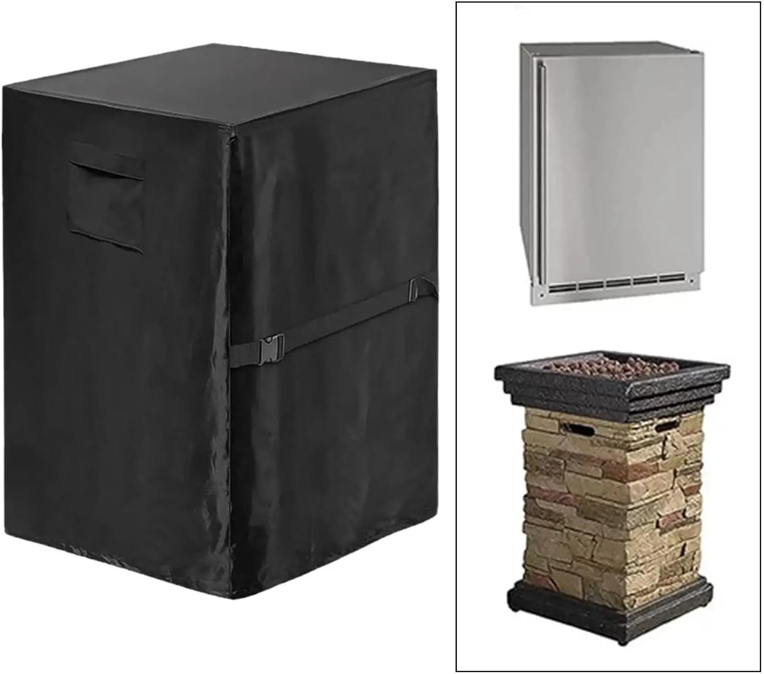 55cmx55cmx88cm Fire Pit Cover Square Resistance Waterproof Fireplace Cover Outside For Garden Lawn Porch