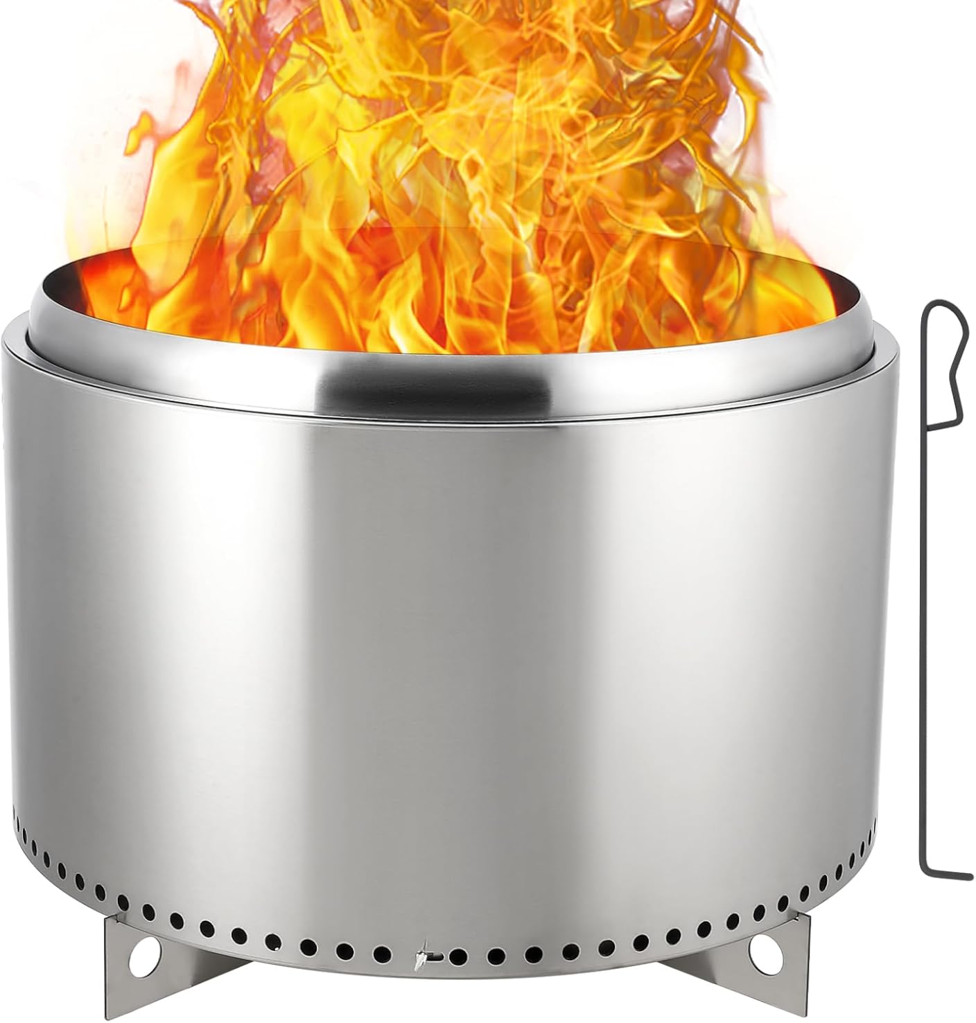 GarveeLife 27 in Smokeless Fire Pit, Portable Outdoor Fire Pit with Removable Stand and Ash Pan, Perfect for 4-6 People Bonfire, Camping, Picnic, Family Gatherings for Garden