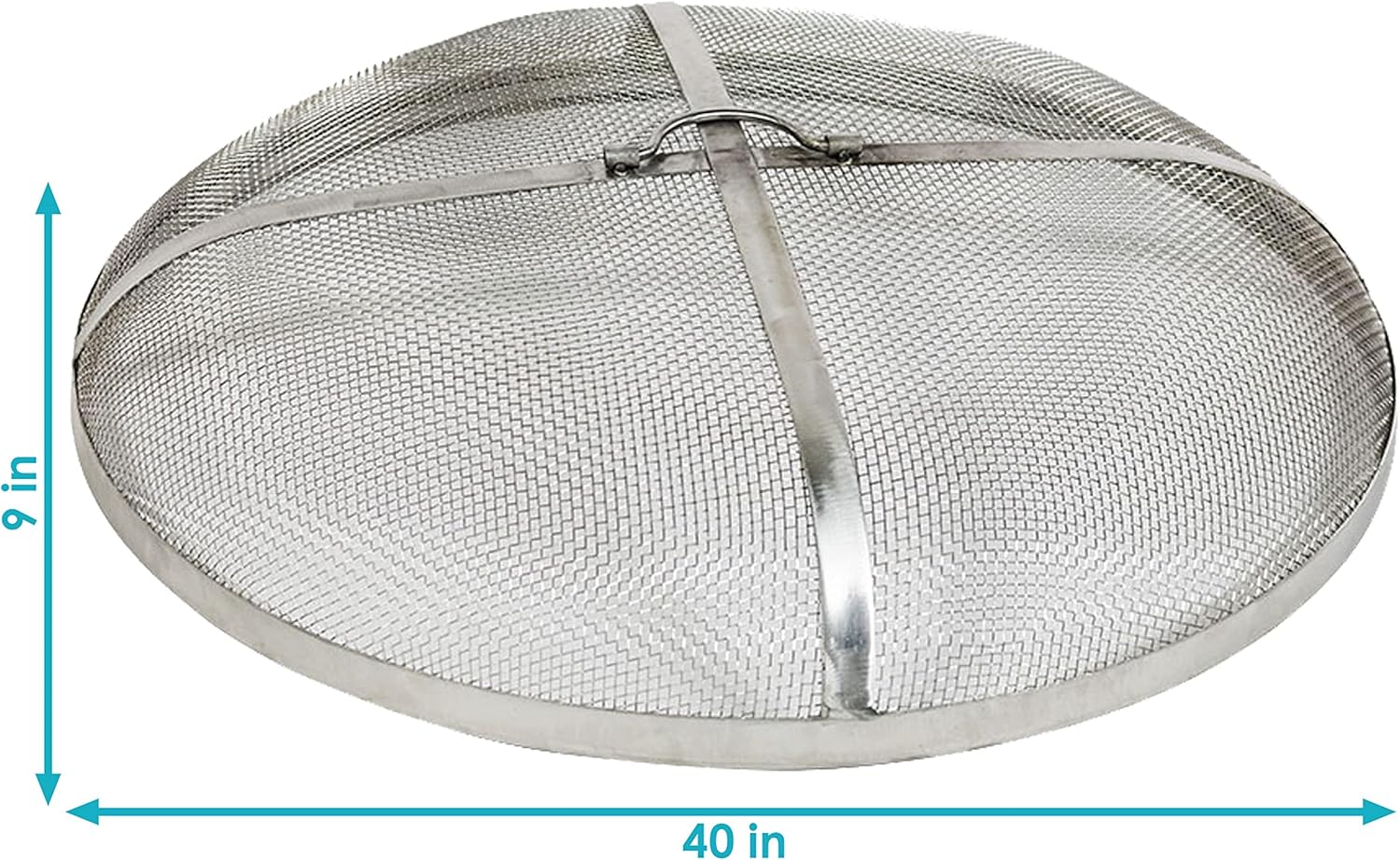 Sunnydaze Round Fire Pit Screen Cover - 40-Inch Stainless Steel Mesh Fire Pit Spark Screen - Spark Lid Top Cover with Handle