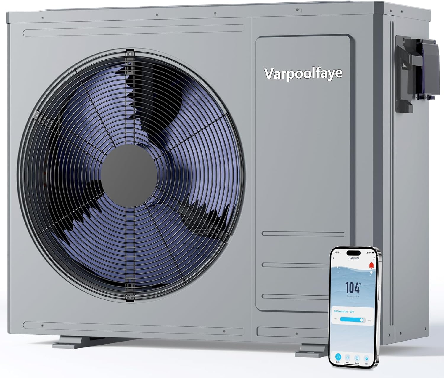 35100 BTU Electric Pool Heater for Inground Pools 10000 Gallon Swimming Pool Heat Pump Heating or Cooling WiFi Control Schedule 220V 60HZ