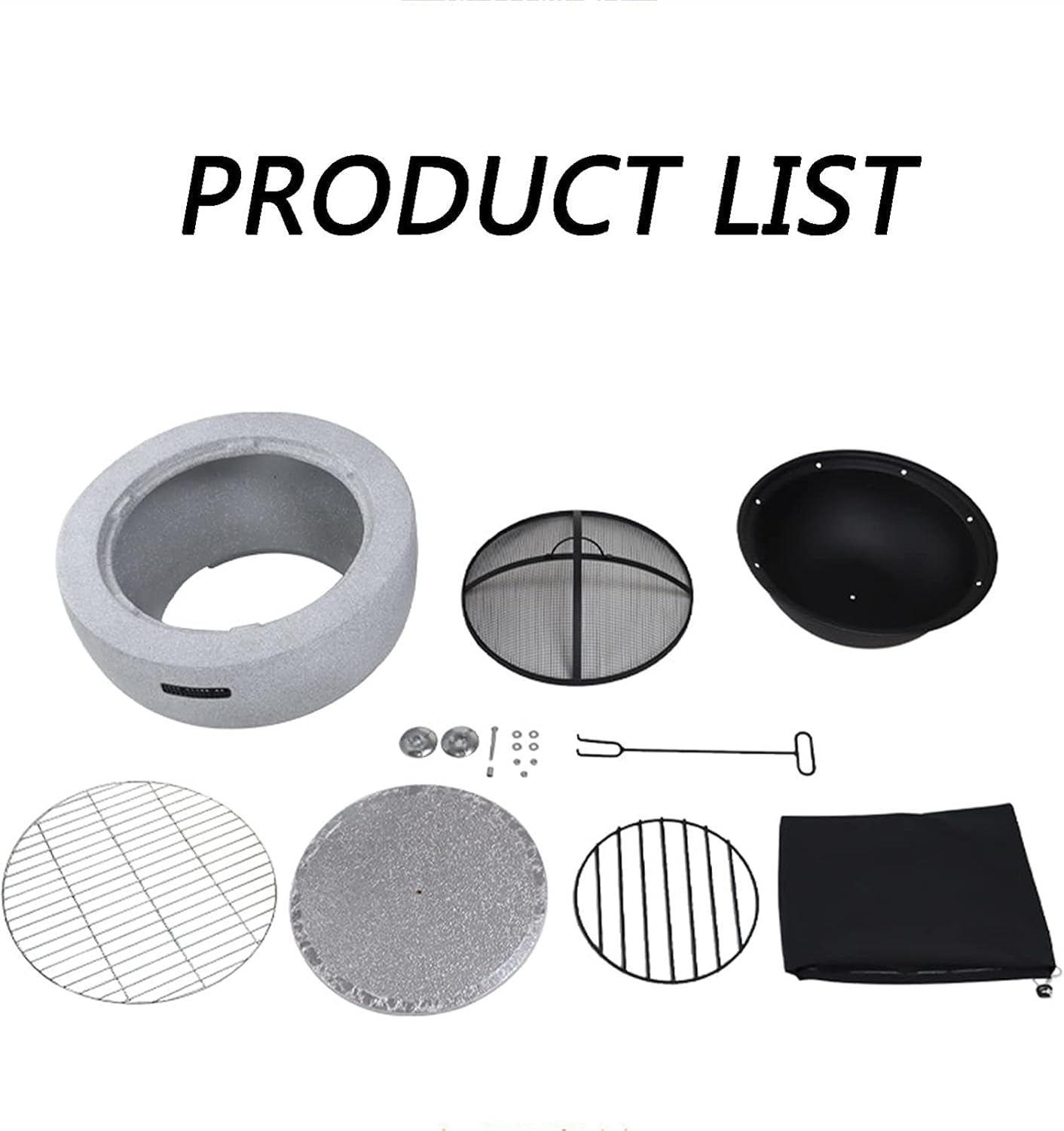 Fire Pit Wood-Burning fire Pit, 23-inch Outdoor fire Pit, Barbecue fire Pit Bowl, Imitation Marble Garden fire Pit