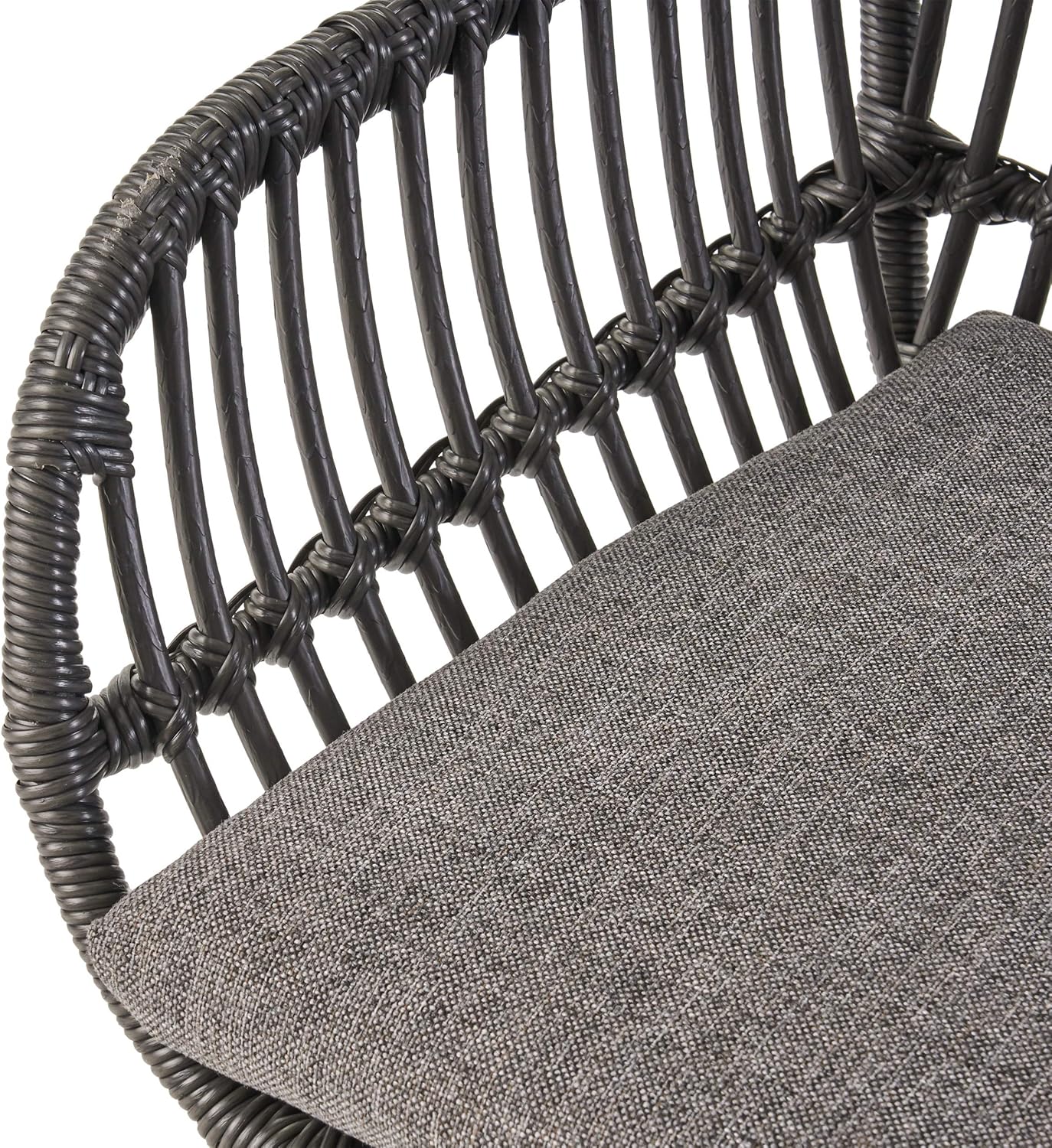 Great Deal Furniture GDFStudio Outdoor Faux Wicker 2 Seater Chat Set with Tempered Glass Table, Gray and Dark Gray