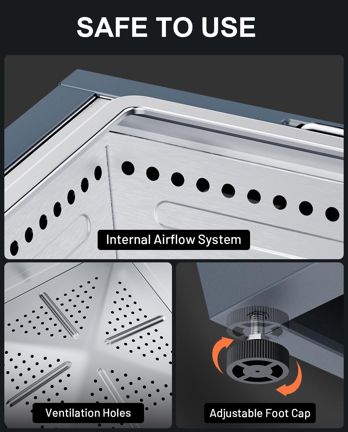 Hexago Modern 25 Inch Smokeless Fire Pit, Stainless Steel Outdoor Fireplace with Pull-Out Ash Tray, Portable Wood Burning Fire Pit with Carry Handles for Patio, Haze Blue