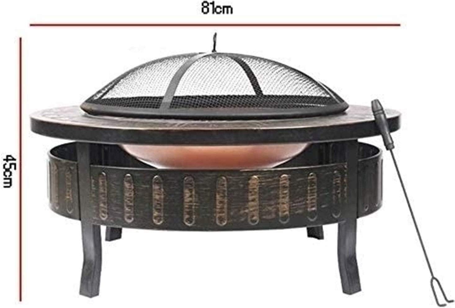 Fire Pits Outdoor Wood Burning Fire Pits Outdoor Metal Firepit Round Table Backyard Patio Garden Stove Wood Burning Fire Pit with Spark Screen with Cover BBQ Cooking for Outside Ca