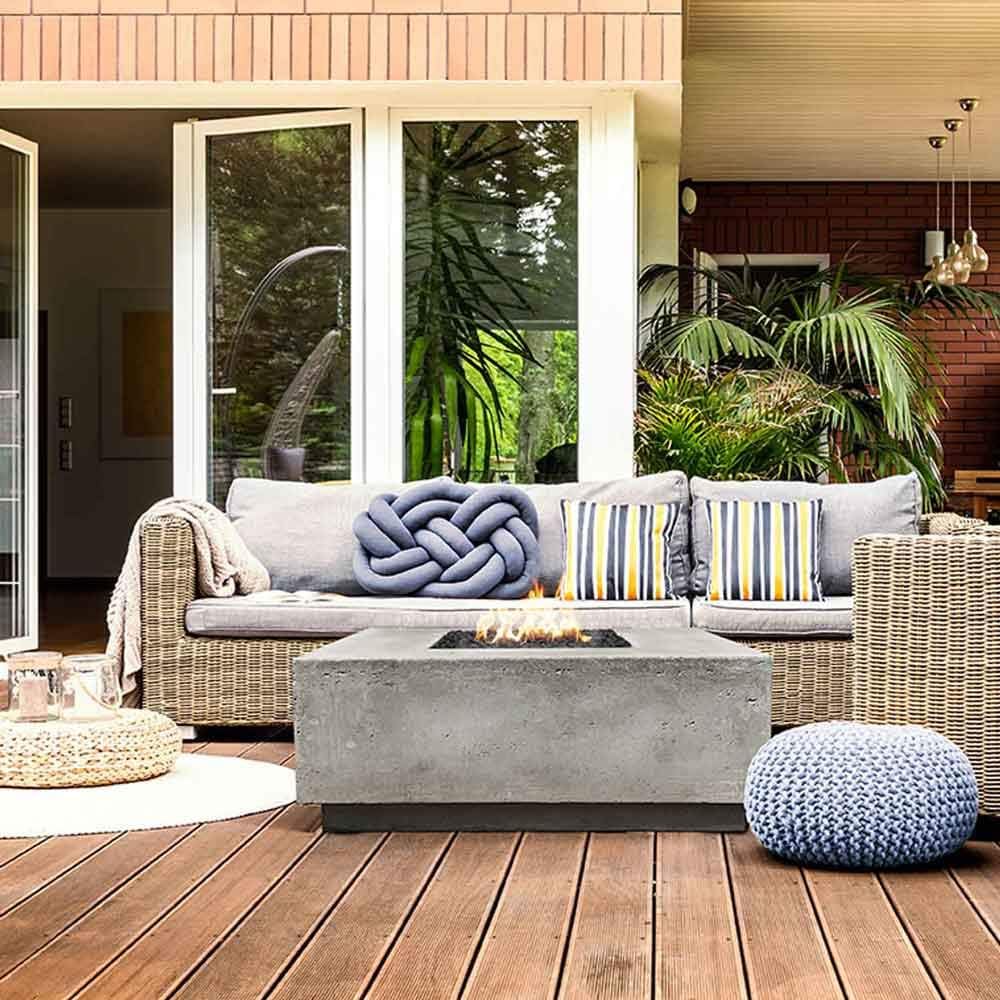 Prism Hardscapes Tavola 2 Concrete Gas Fire Pit (PH-406-5LP), Propane, Ultra White, 36x36-Inch