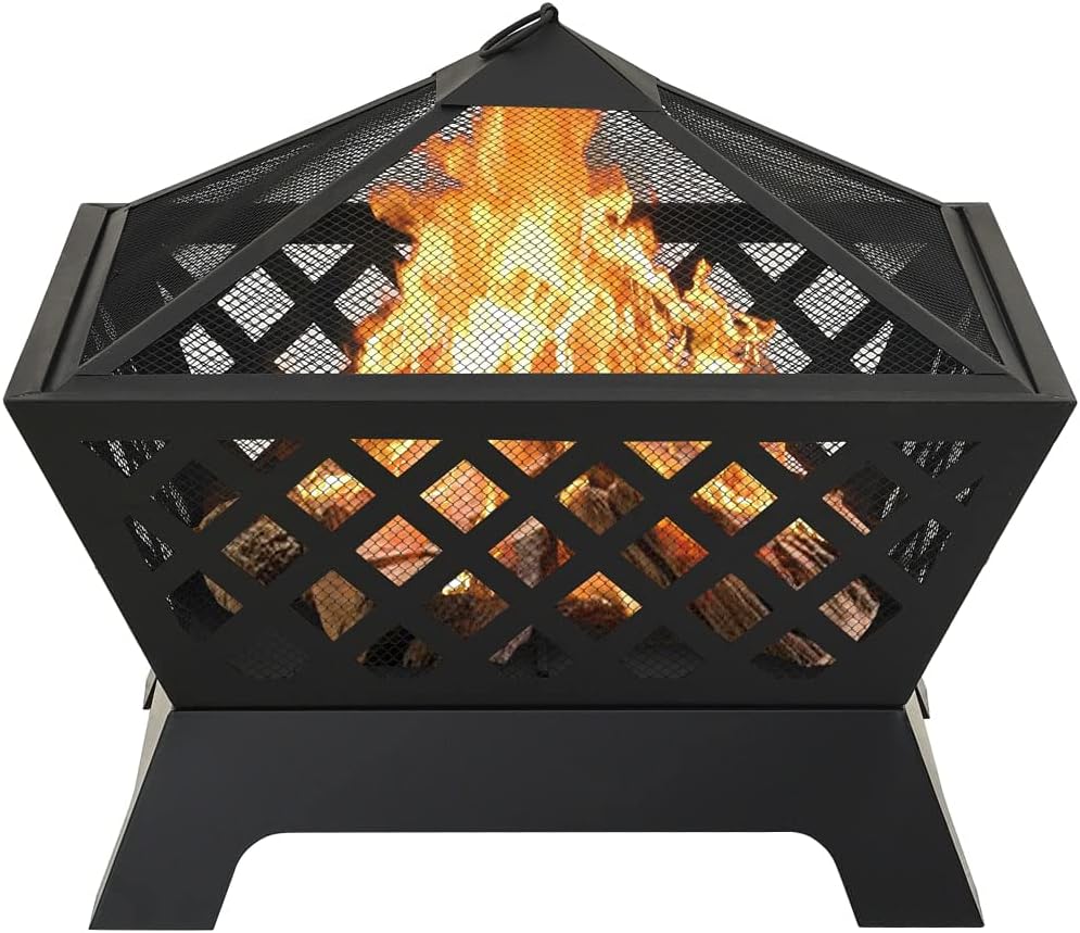 Enhance Outdoor Evenings with XXL Steel Fire Pit, Deep Bowl for Extended Warmth, Black