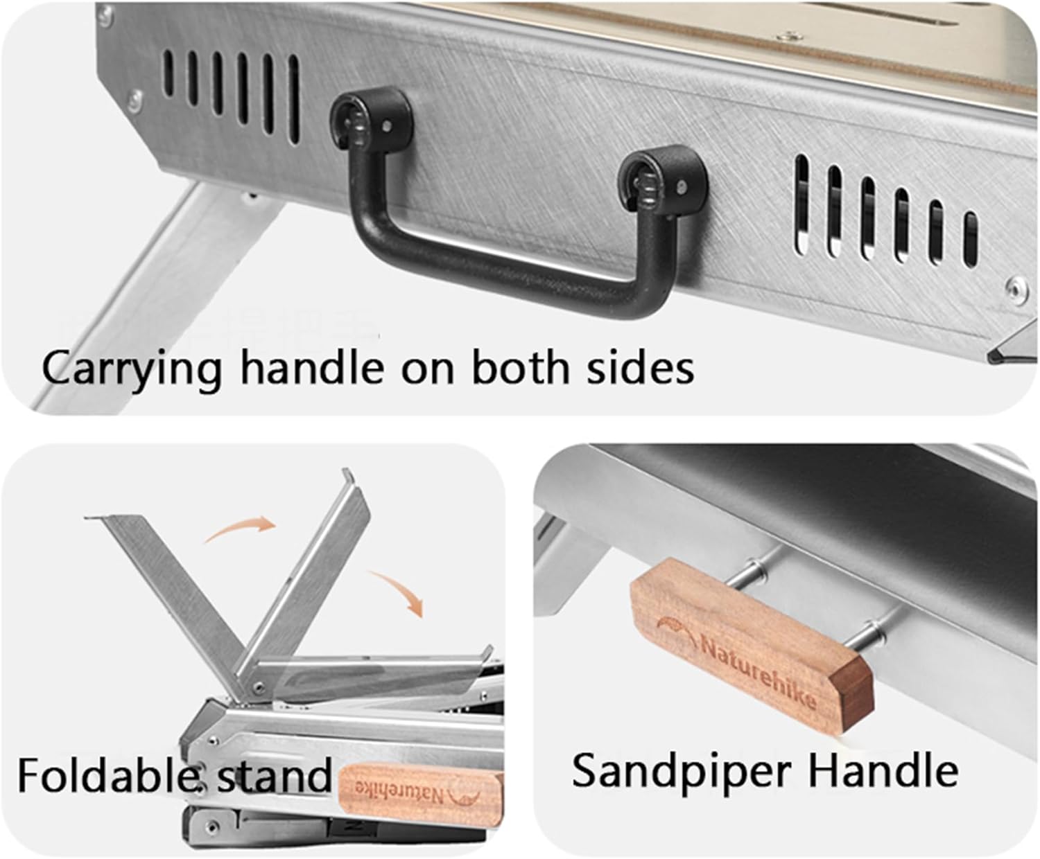 Naturehike Portable Wood Burning Fire Pit, Lightweight Collapsible Small Firepits for Outdoor & Indoor, Campfire with Microcrystalline Glass for Winter Family Party, Camping (Fire Pit)