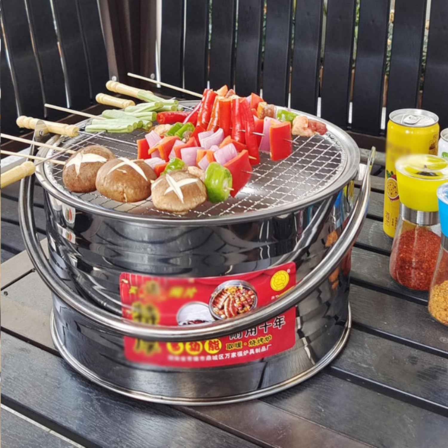 Stainless Steel Fire Pit with Handle,Fire Bowl Outdoor,Used for Camping,Campfire, Heating,Accessories Please Choose According to Need,31×20cm (D)