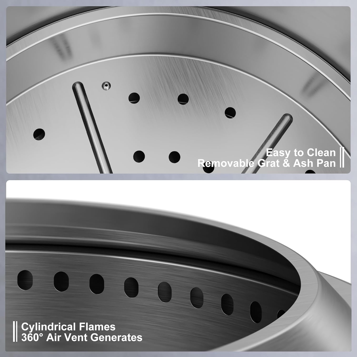 Smokeless Fire Pit with Waterproof Bag, 20 Inch Stainless Steel Fire Pits for Outside Wood Burning, Smokeless Firepit Outdoor Bonfire, Removable Ash Pan, Portable for Camping, Backyard