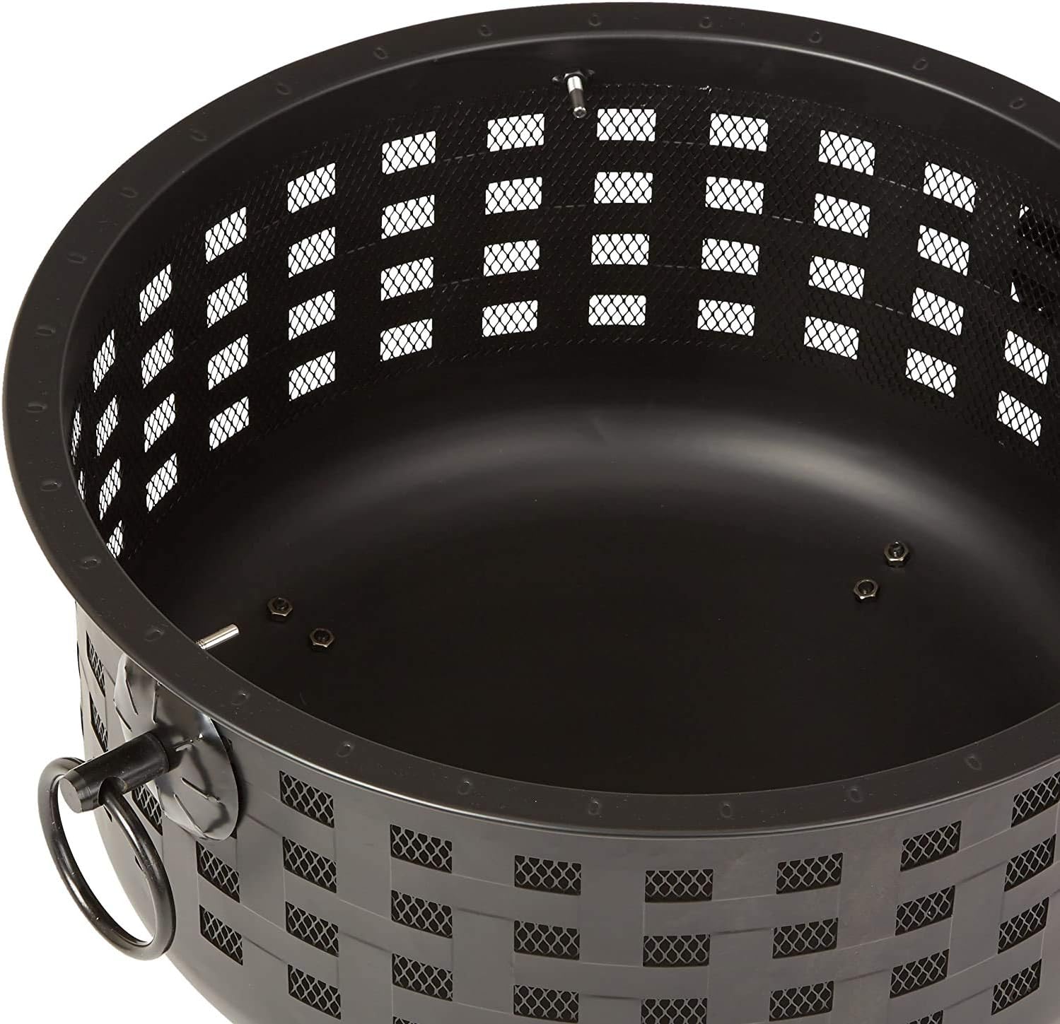 Wood Burning Steel Grill Firepit Bowl,with Handle Easy to Move,Outdoor Heater in Winter