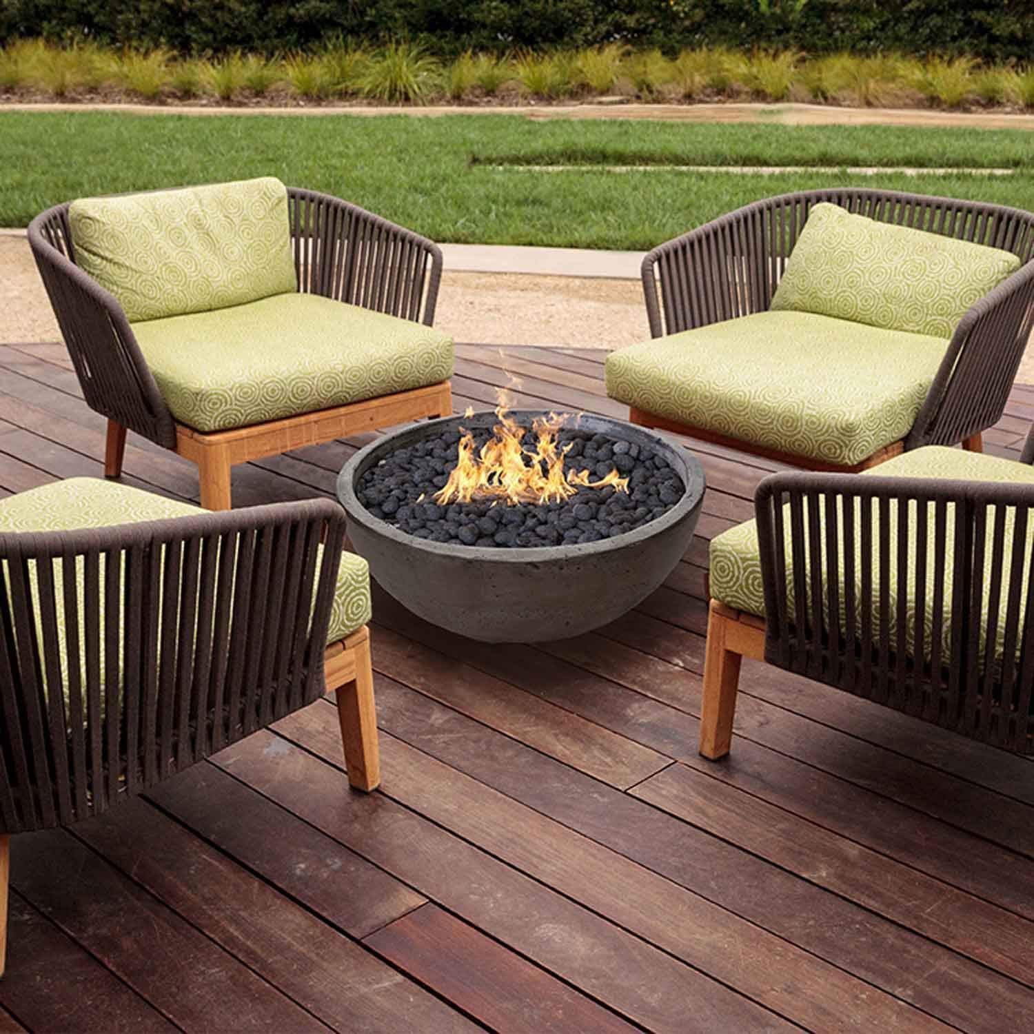 Prism Hardscapes Moderno 2 Concrete Gas Fire Pit (PH-401-5NG), Natural Gas, Ultra White, 29-Inch