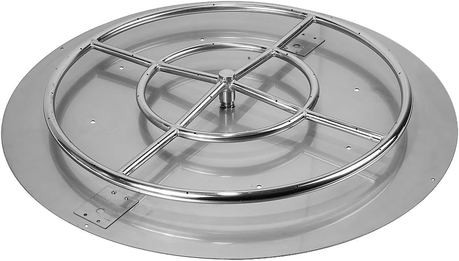 Golden Flame 36 in Round Fire Pit Pan with 24 in Stainless Steel Burner Ring, Weatherproof Whistle- for Patio, Compatible with Natural or Propane Gas