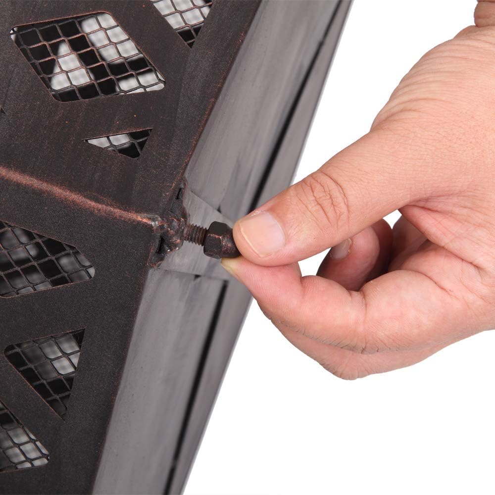 Fire Pit Bowl - Large Outdoor Bonfire Wood-Burning Pit for Backyard Patio Fire,Patio Heater, Stove, Camping, Picnic, Firebowl No Propane, Includes Safety Mesh Cover, Poker Stick (24.4