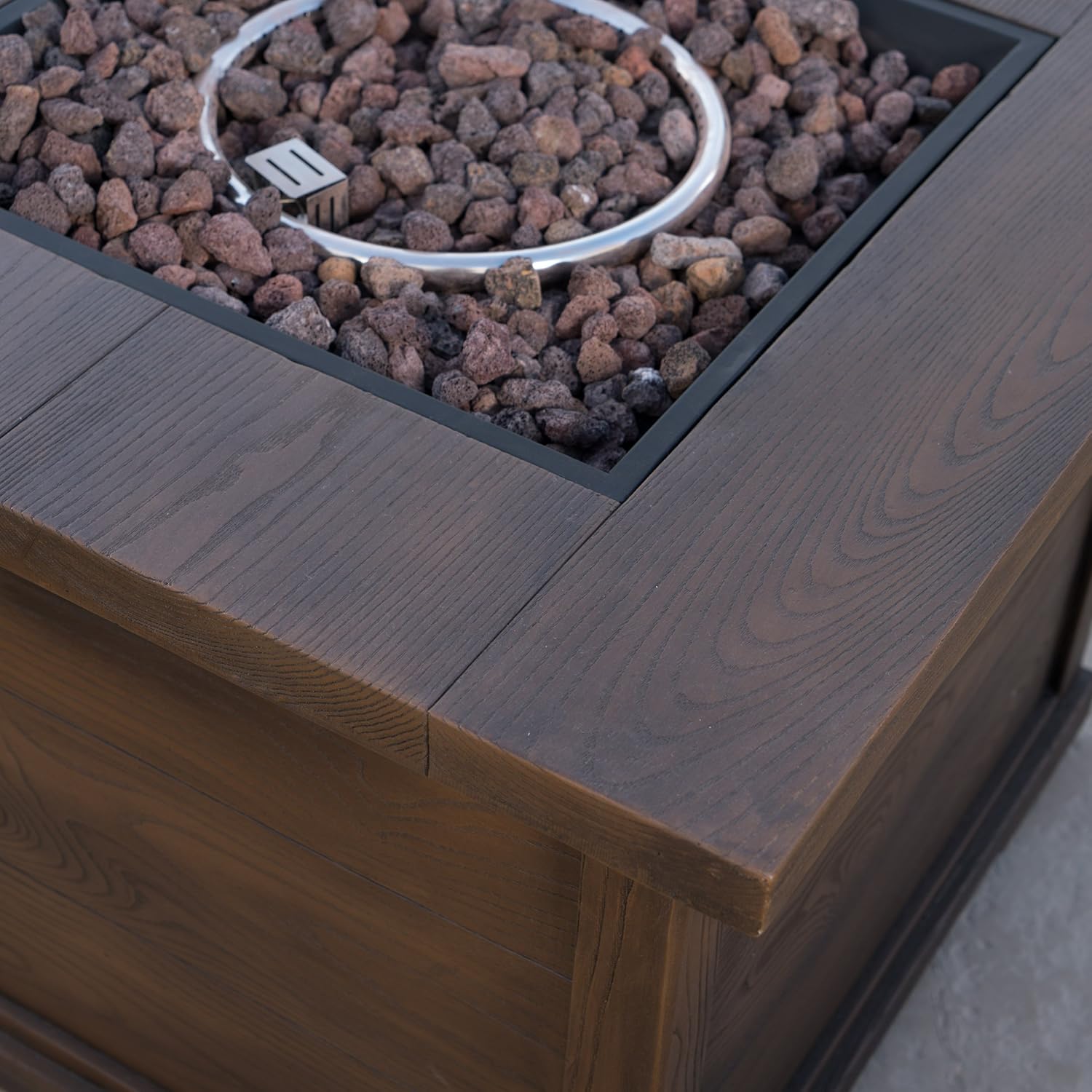 GDFStudio Noble House Havana 5 Piece Outdoor Acacia Wood Chair and Firepit Set in Green