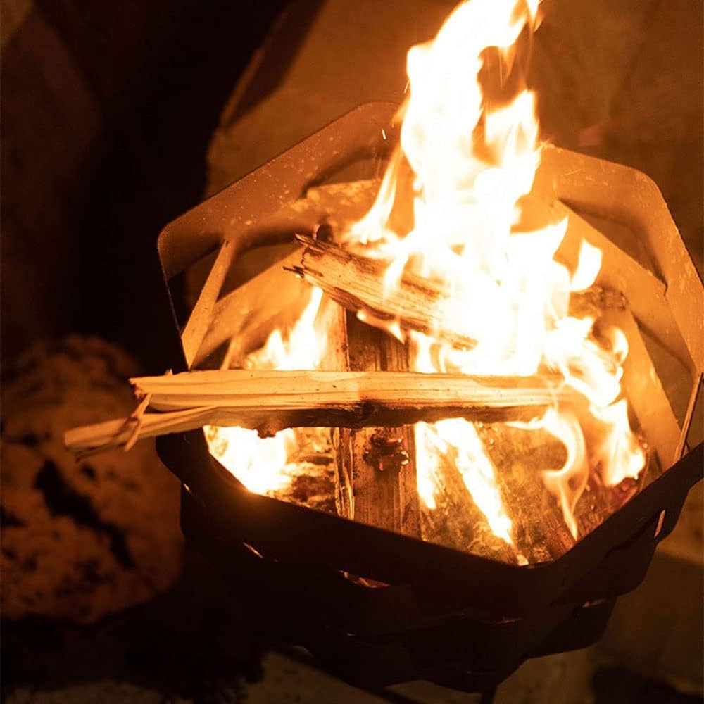 Wood Burning Stove - Portable Bonfire Fire Pit With Stand,Outdoor Firepit & Campfire Grill,for Outside Patio Backyard Cooking Camping(Black,Medium)