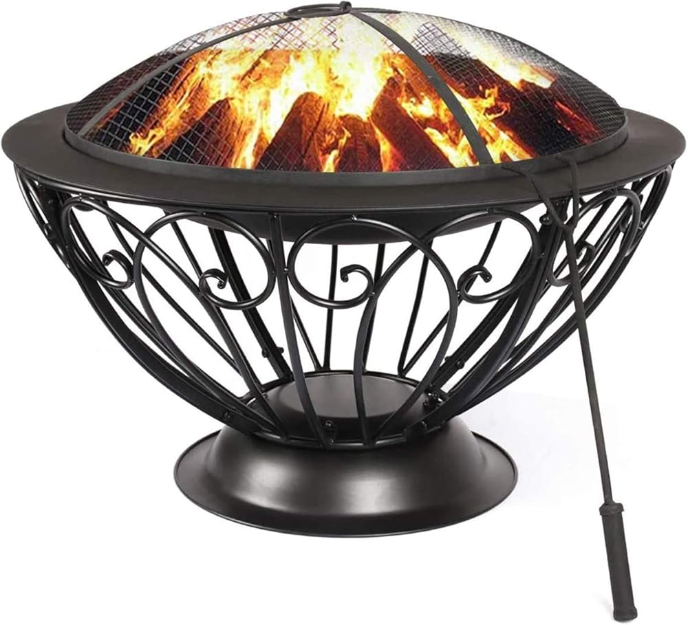 Fire Pit Portable Outdoor Fire Bowl, 20 Inch Wood Burning Fire Pits, with Spark Sn Poker Fire Pit
