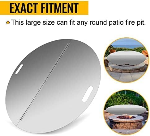 Fire Pit Lid Stainless Steel Fire Pit Cover Round with Handle Suitable for Round Fire Pits Or Burner Pan,40Inch Round