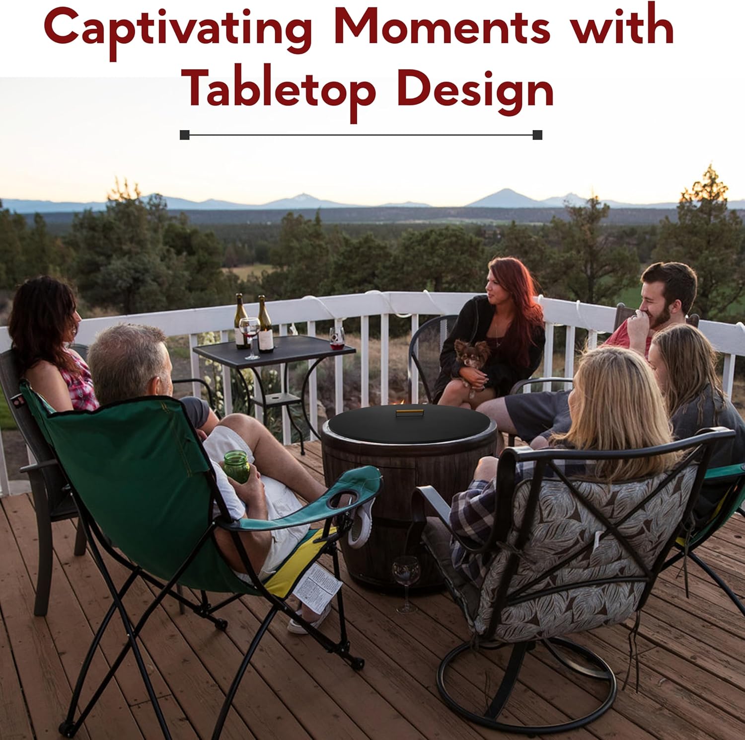 31” Fire Pit Cover Lid Round - Fit for 29 Round Fire Pit Lid for Outdoor Fireplace Cover Lid - Steel fire pit metal cover with Wooden Handle & Powder Coating Snuffer Lid for Patio Fire Pit Ring