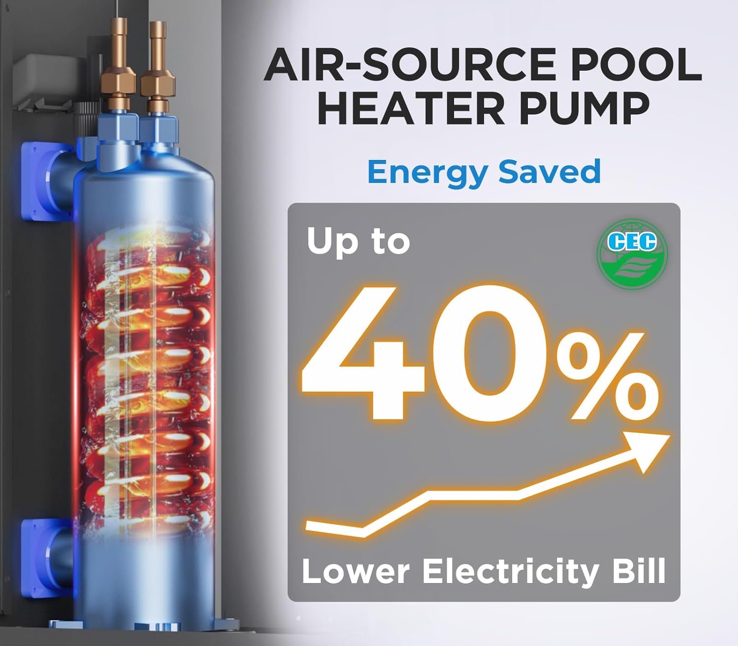 40000 BTU Pool Heater for Above Ground Pool | 12000 Gallons Electric Pool Heater for Inground Pool | WiFi Control | Heating and Cooling Pool Heat Pump 220V 60HZ