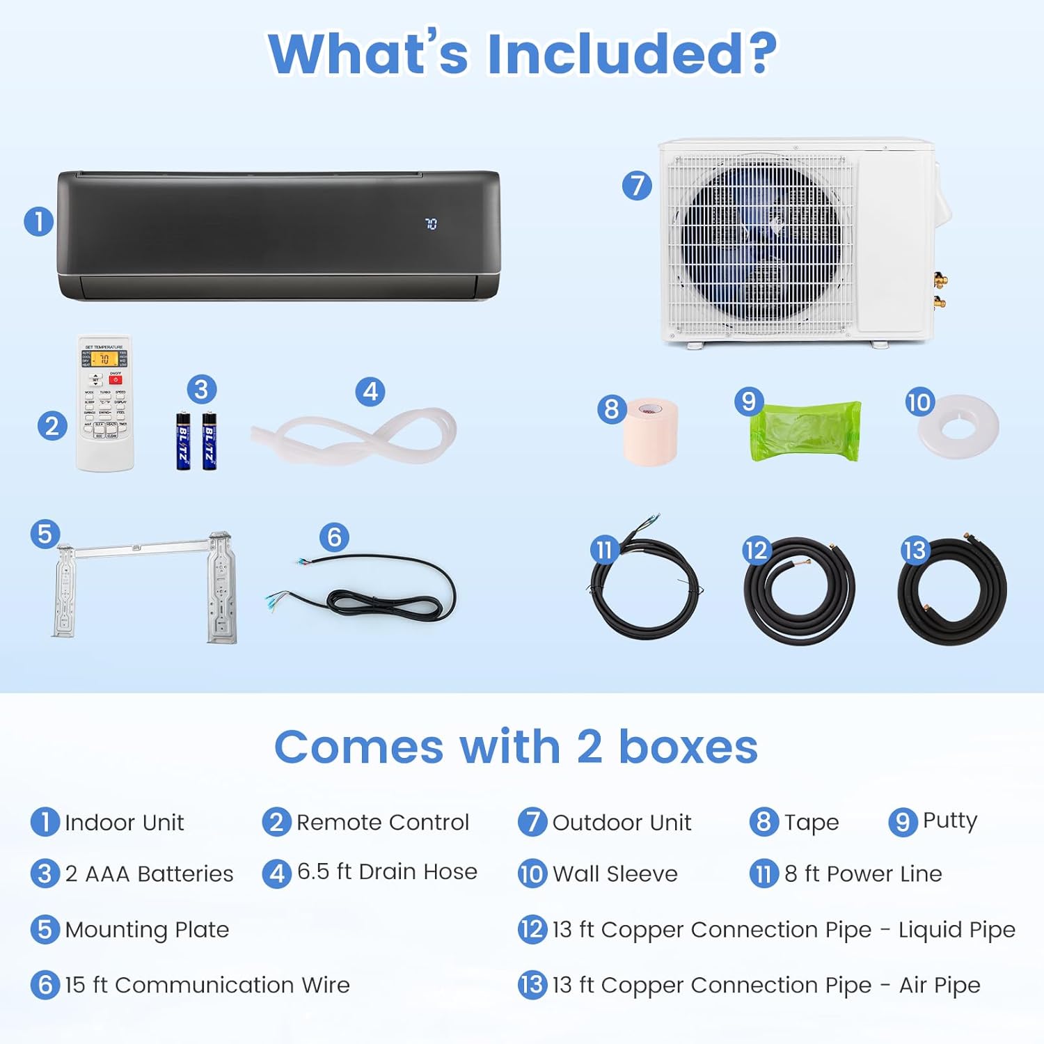 DORTALA 24000 BTU Mini Split Air Conditioner & Heater, 21 SEER2 208-230V Pre-Charged Inverter Heat Pump System, Wall Mounted Ductless AC Unit with Remote, Compatible with Alexa, Googlehome