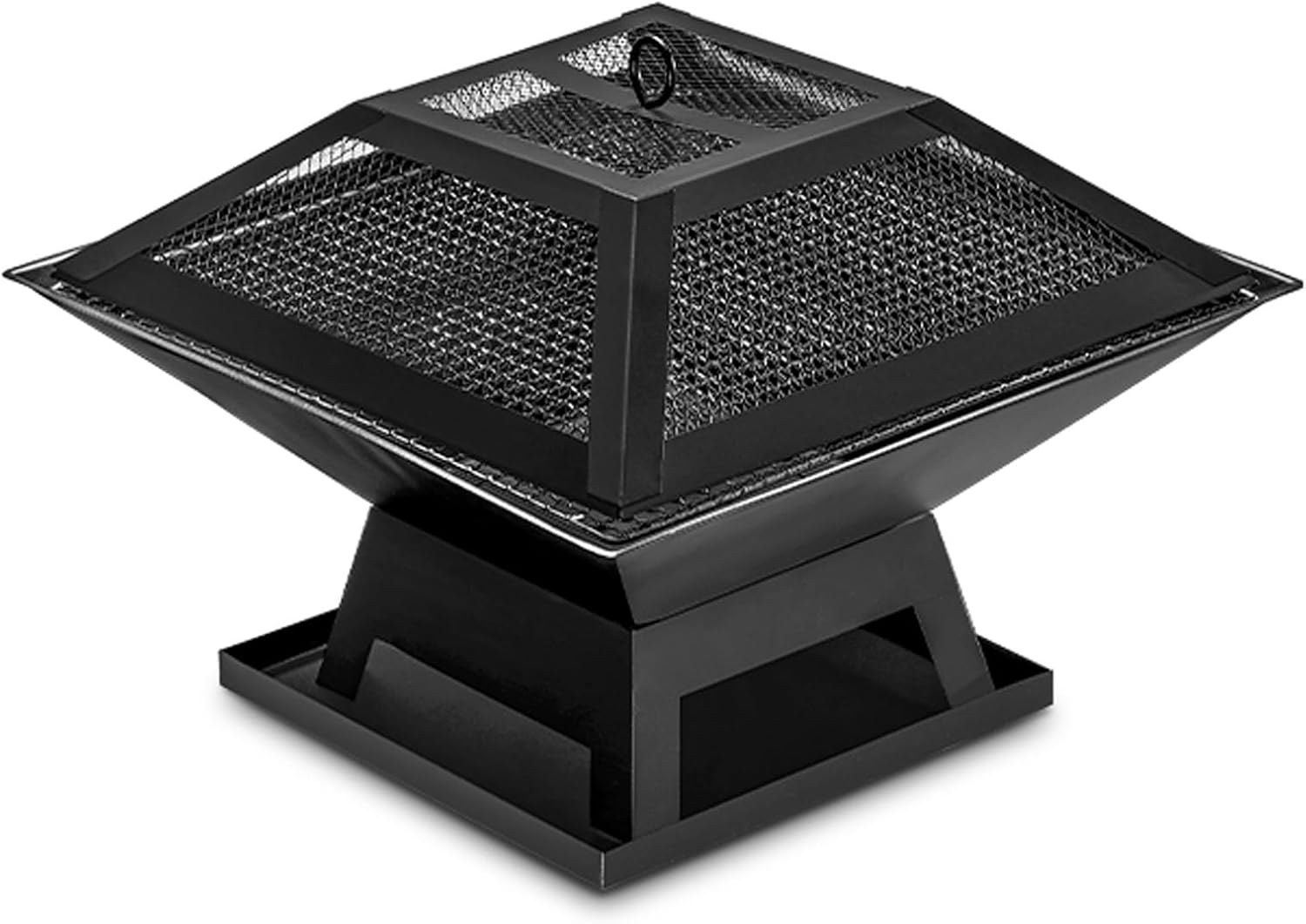 Cast Iron Outdoor Fire Pit with Burning Grid/Ash Catchers/Flower Grid Lid/Fire Hook/Grid Starter for Warmth,Barbecues,Parties,Patio,46.5 x 37cm (B)