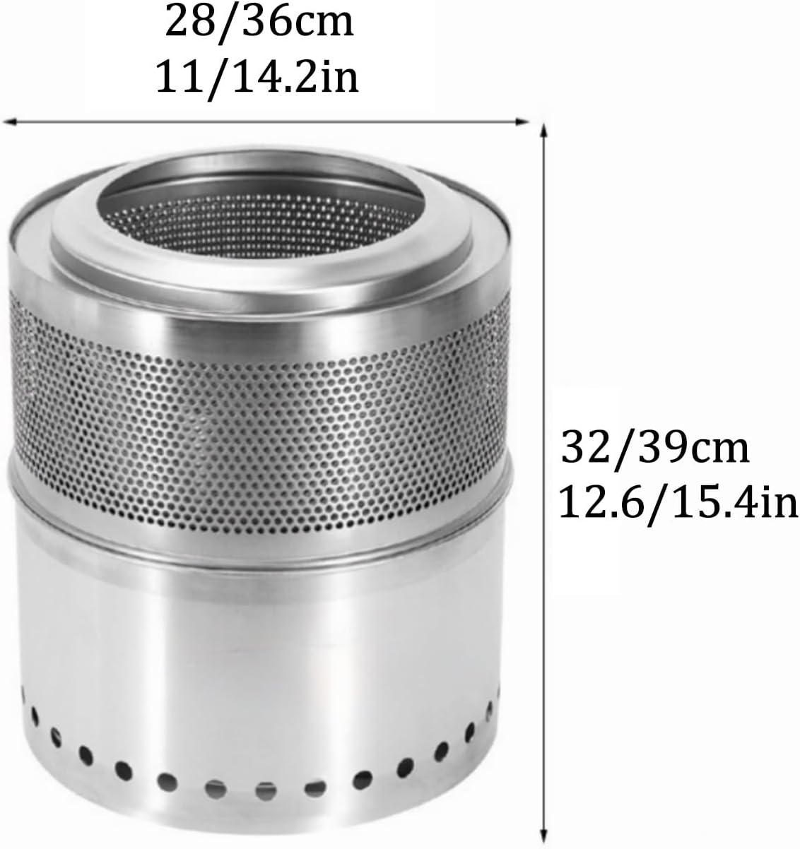 Stainless Steel Fire Pit Metal Burn Barrel Wood Burning Bonfire Incinerator Portable Burn Barrels Outdoor Fire Pits Burning Table for Camping Garden.(Holes-28x32CM/11x12.6IN)