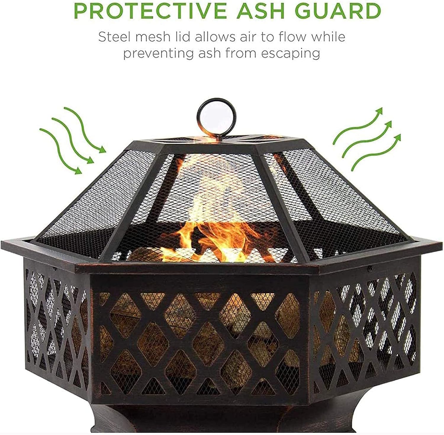 Wood Burning Fire Pit Outdoor Fire Pit Table Grill Bowl Outdoor Heaters & Fire Pits with Grill Grate for Camping Picnic Bonfire Patio Backyard Garden Beaches Park