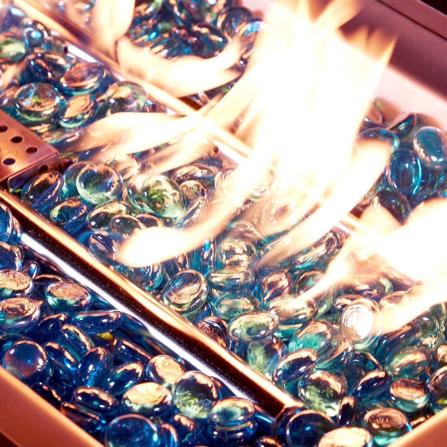 HOMREST Propane Fire Pit Table, Gas Fire Pits for Outside, 44 Inch 50,000 BTU Smokeless Firepit for Outdoor Patio, CSA Approved, Auto-Ignition Adjustable Flame, with Lid, Waterproof Cover, Glass Beads