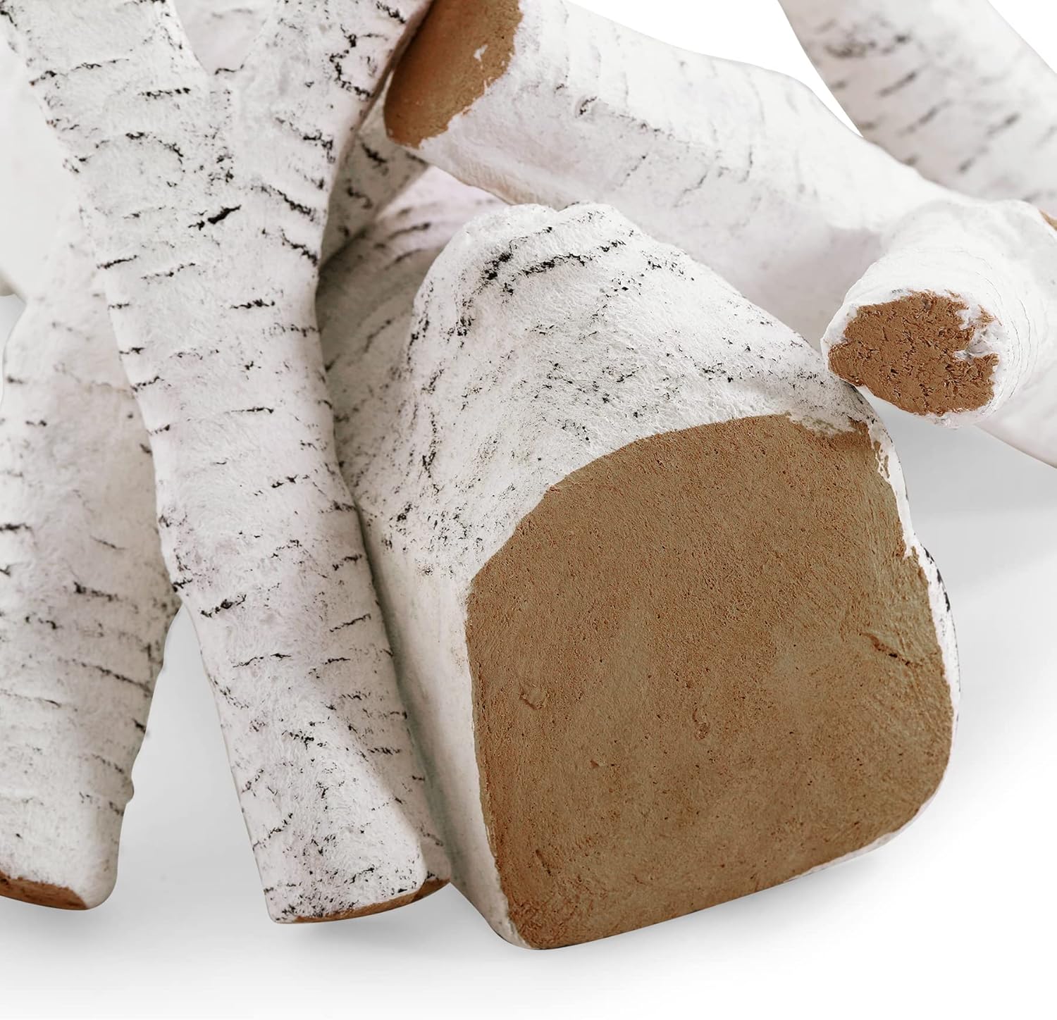 MAISON ARTS 6 Piece Ceramic Wood Gas Fireplace Logs White Birch Decorative Logs for All Types of Indoor & Outdoor Firepits
