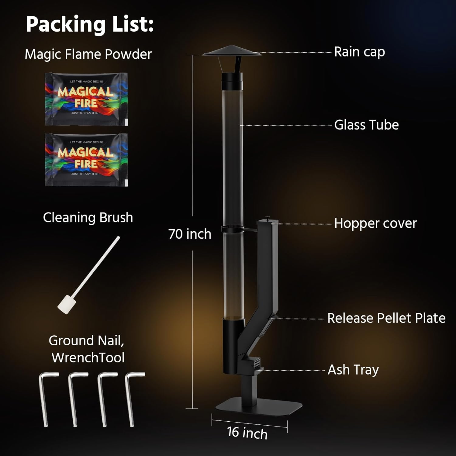 yoyomax Wood Pellet Patio Heater, Outdoor Pellet Heater, Portable Wood Pellet Fire Pit with Ash Tray Patio Rocket Stove for Backyard Camping Garden Balcony, PH03