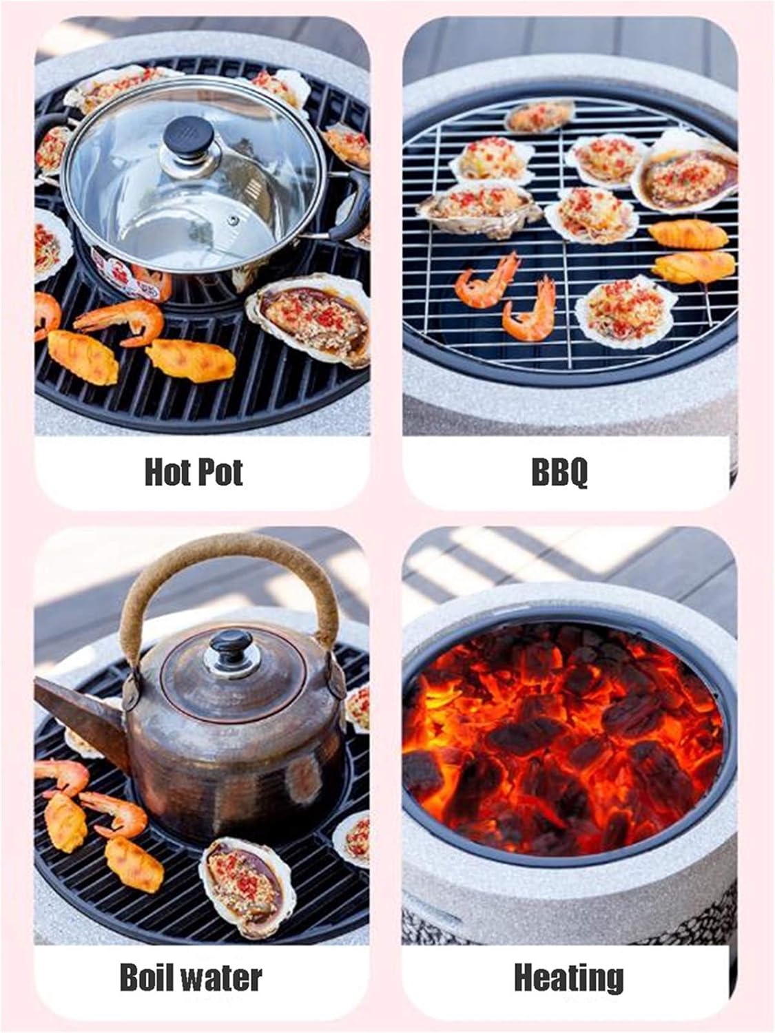 Outdoor Fire Pit Garden BBQ Grill Kit,rd Patio Garden Fireplace Camping Outdoor Heating, Campfire Picnic Cooking Fire Pit, 55.5cm/21.9