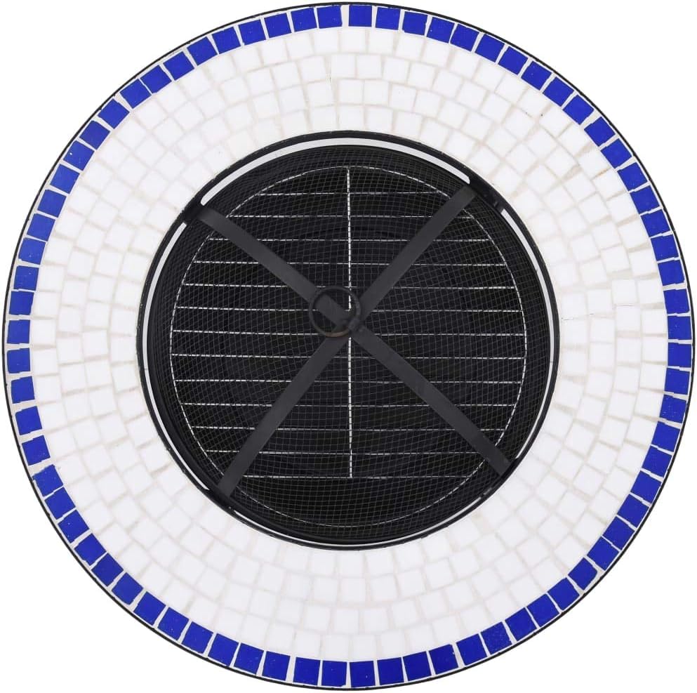 Mosaic Fire Pit Table Blue and White 26.8